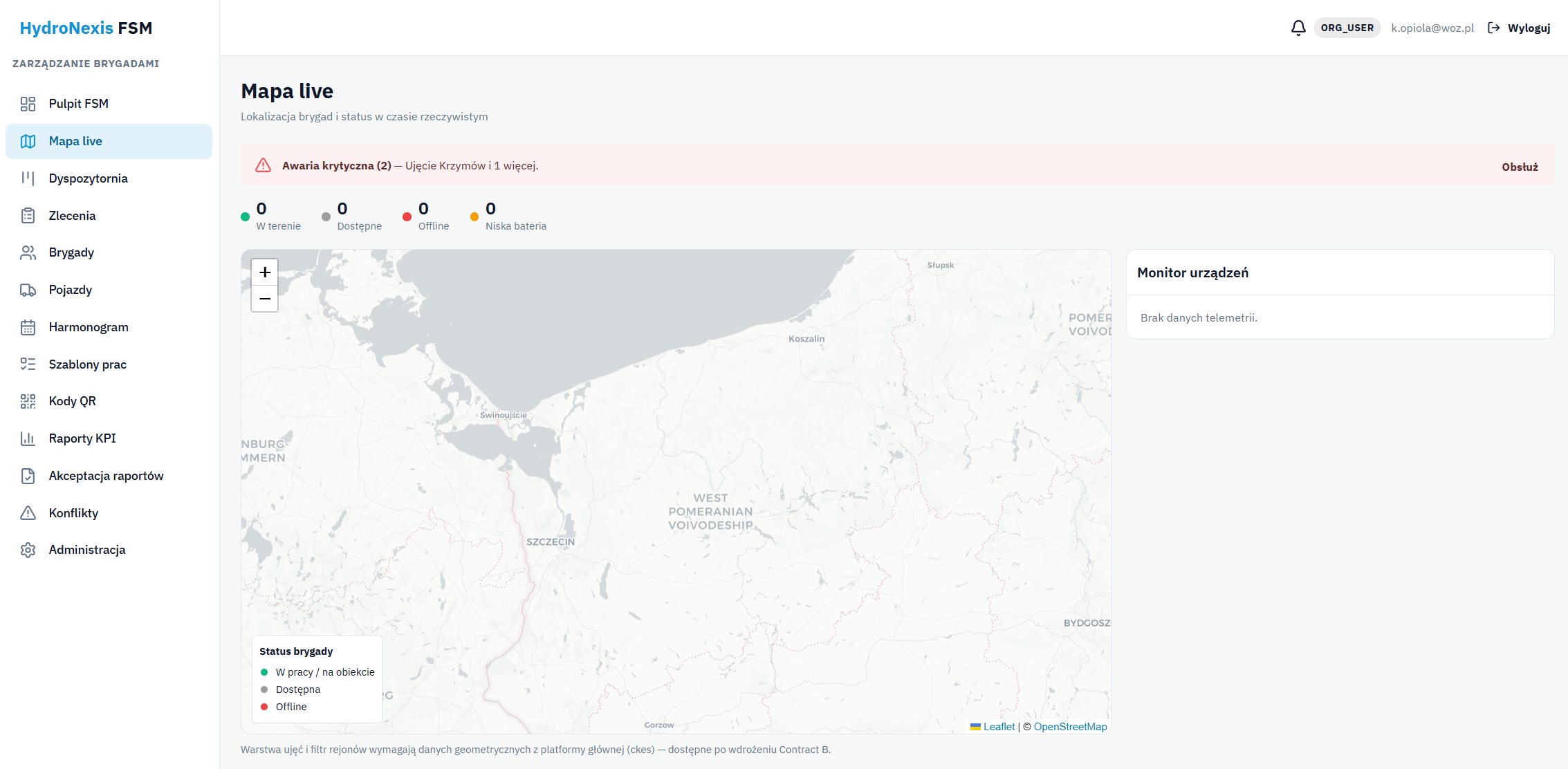 FSM - mapa live z lokalizacją brygad